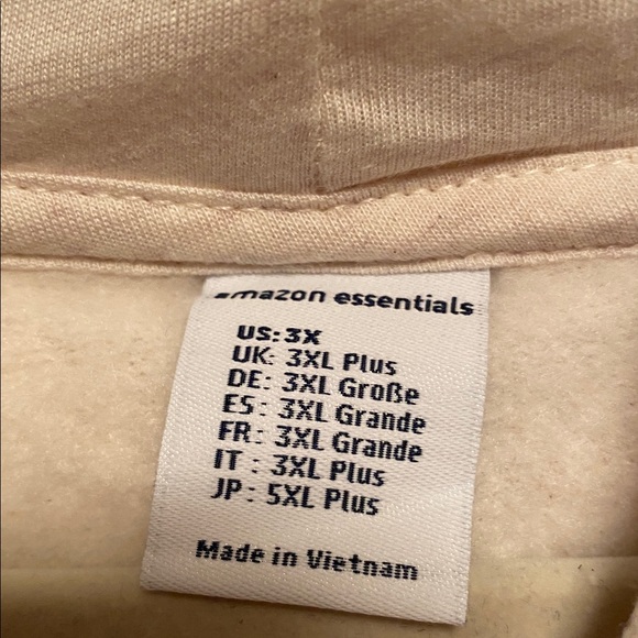 Amazon Essentials Women's Beige Zip-Up Hoodie…size 3X - Picture 3 of 5